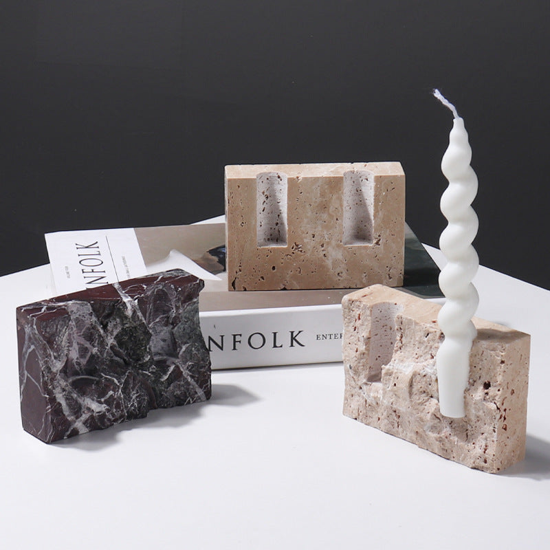 Handcrafted Stone Candle Holder for Refined Home Styling