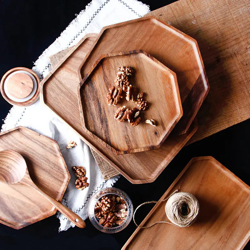 Acacia Wood Star Anise Tray for Warm, Intentional Serving