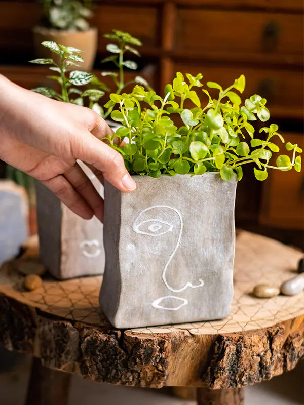 Handcrafted Terracotta Portrait Vase for Refined Home Styling