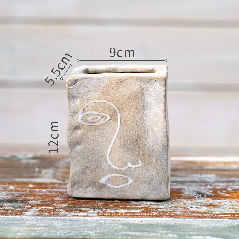 Handcrafted Terracotta Portrait Vase for Refined Home Styling