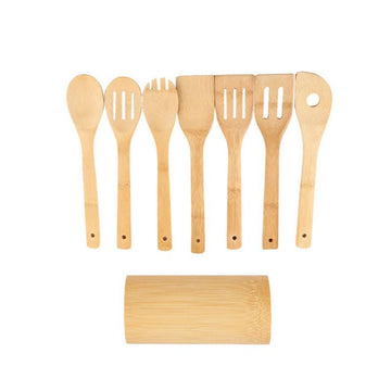 Bamboo Spatula Set with Holder