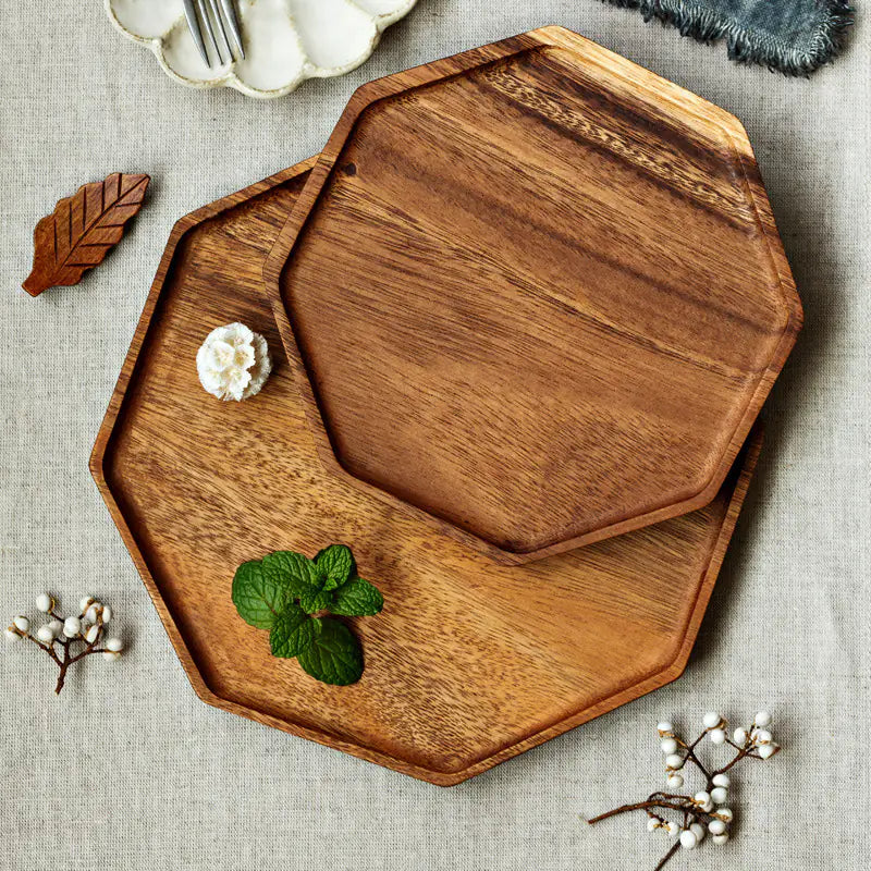Acacia Wood Star Anise Tray for Warm, Intentional Serving