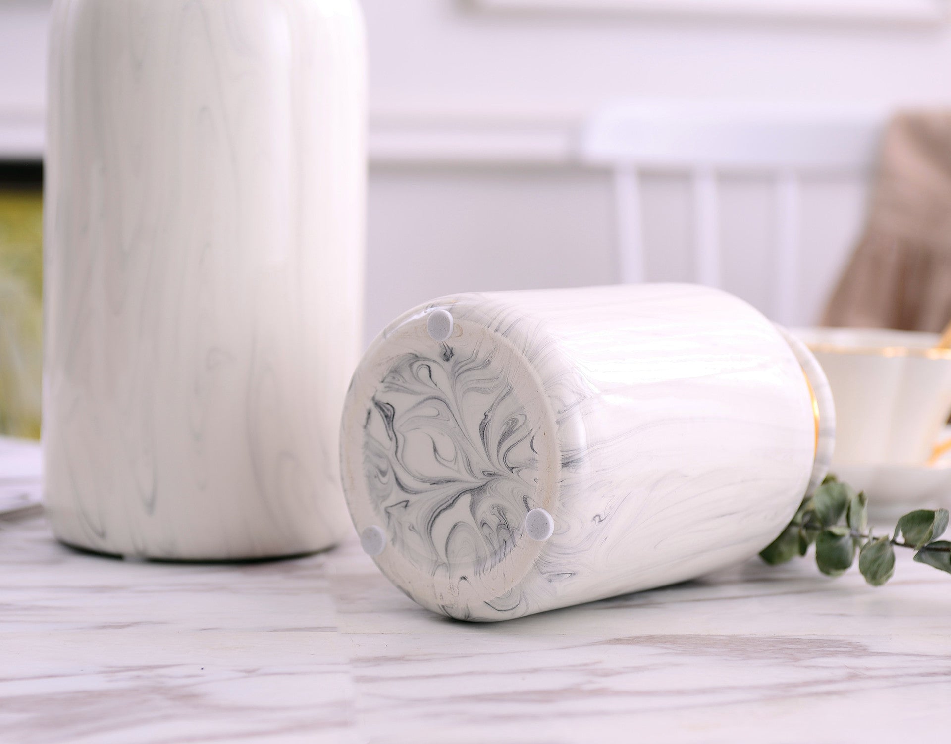 Artisan Golden Marbled Vase for Timeless Decorative Touches