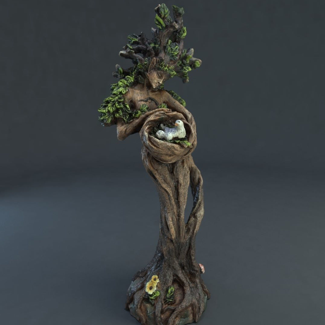 Resin Tree & Bird Statue for Elegant, Nature-Inspired Décor