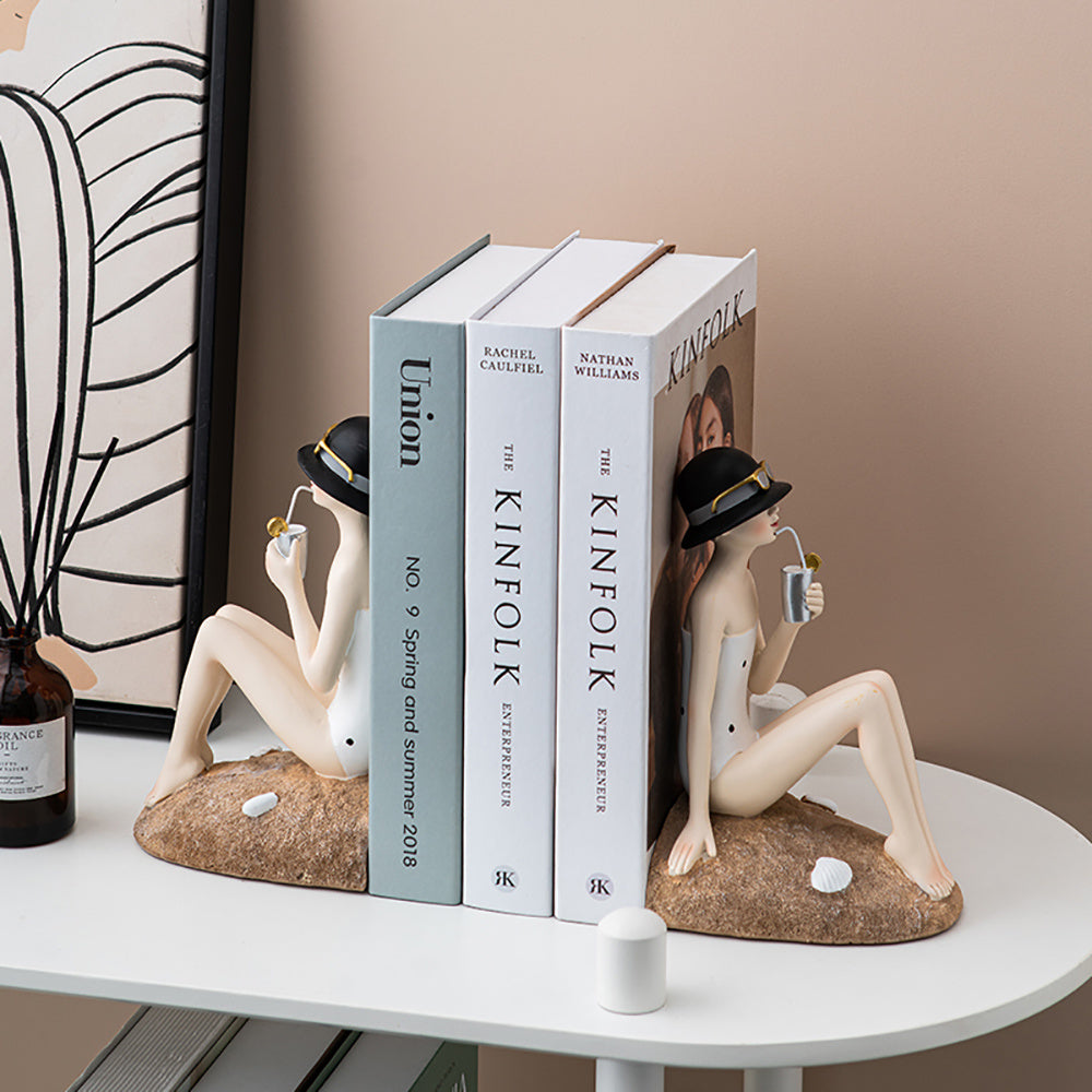 Minimal Nordic Girl Bookend for Calm Living Spaces